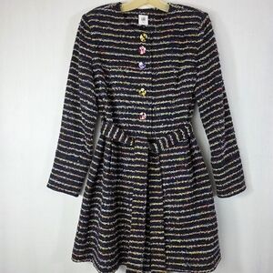 Cabi Headline Topper Tweed Coat Style 5660 Size 8 Floral Lining Belted